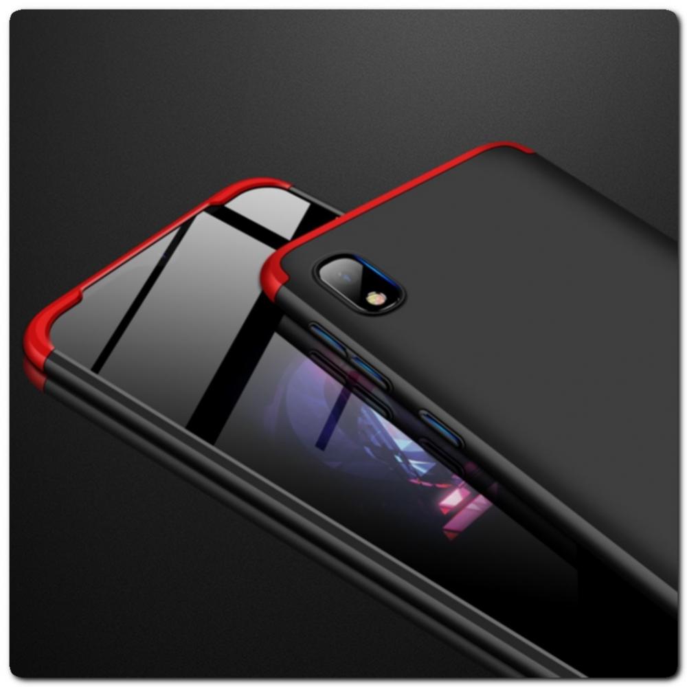 Тройной Съемный Пластиковый Чехол GKK 360° для Samsung Galaxy A10 Красный / Черный