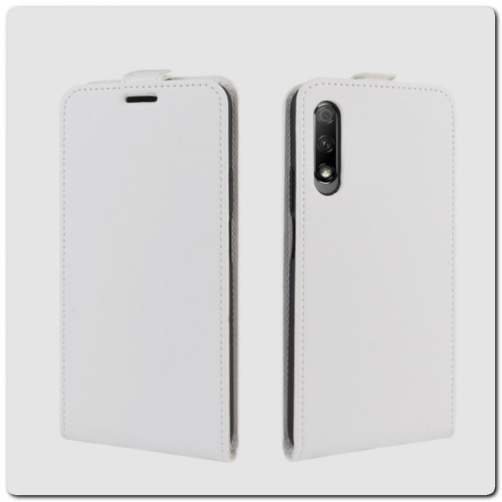 Вертикальный Чехол Книжка Флип Вниз для Huawei Honor 9X / 9X Pro с карманом для карт Белый