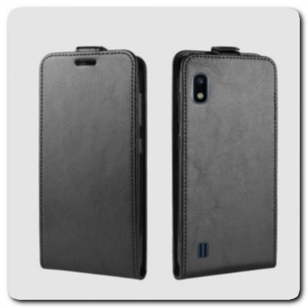 Вертикальный Чехол Книжка Флип Вниз для Samsung Galaxy A10 с карманом для карт Черный