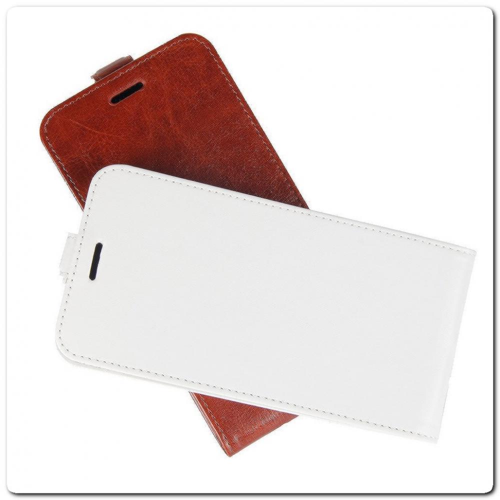 Вертикальный Чехол Книжка Флип Вниз для Samsung Galaxy A40 с карманом для карт Белый