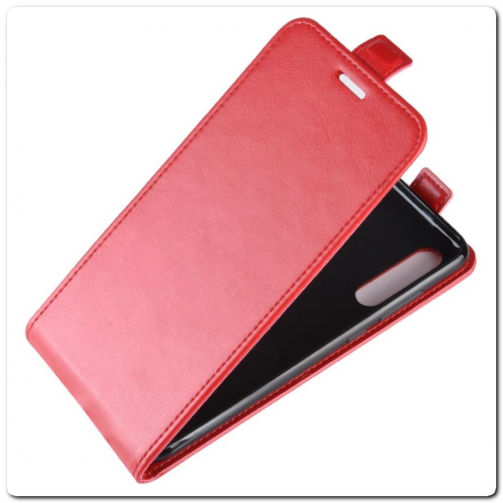Вертикальный Чехол Книжка Флип Вниз для Xiaomi Mi A3 с карманом для карт Красный