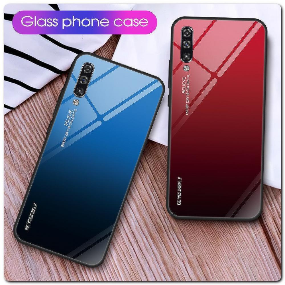 Защитный Чехол Gradient Color из Стекла и Силикона для Samsung Galaxy A50 Красный