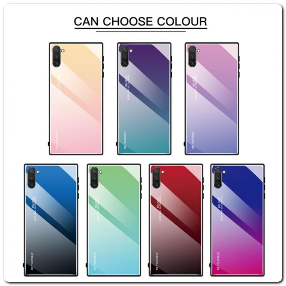 Защитный Чехол Gradient Color из Стекла и Силикона для Samsung Galaxy Note 10 Зеленый