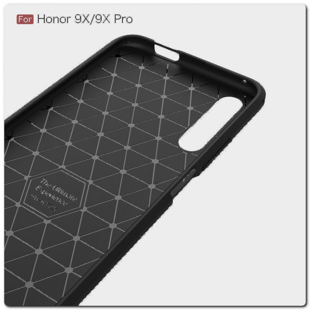 Защитный Матовый Carbon Силиконовый Чехол для Huawei Honor 9X / Huawei Honor 9X Pro Черный