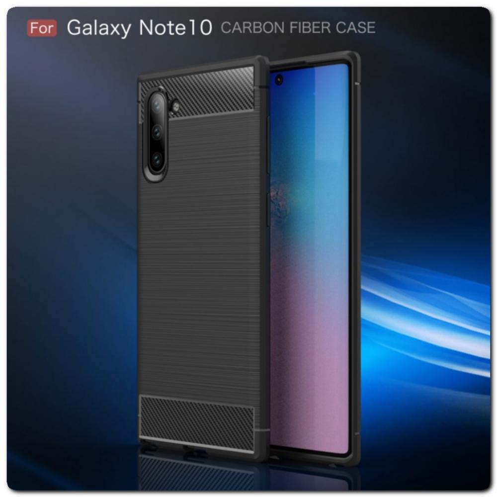 Защитный Матовый Carbon Силиконовый Чехол для Samsung Galaxy Note 10 Синий