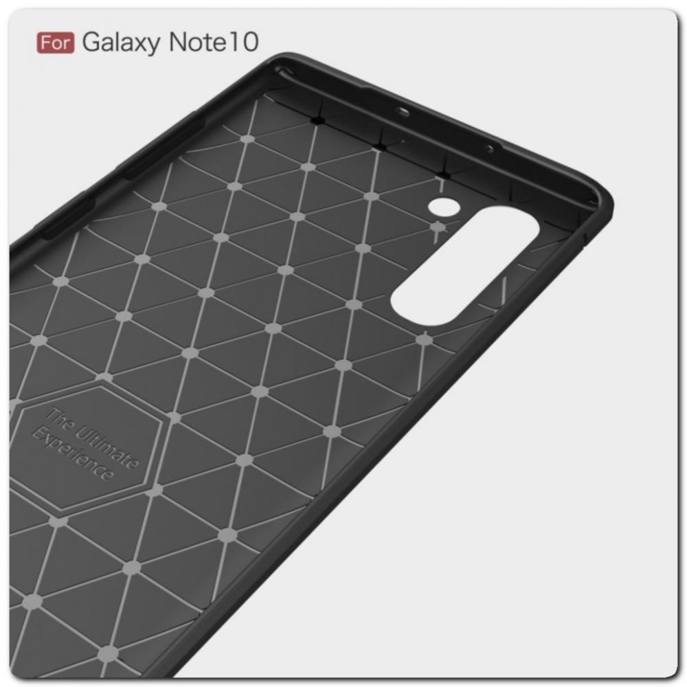 Защитный Матовый Carbon Силиконовый Чехол для Samsung Galaxy Note 10 Синий