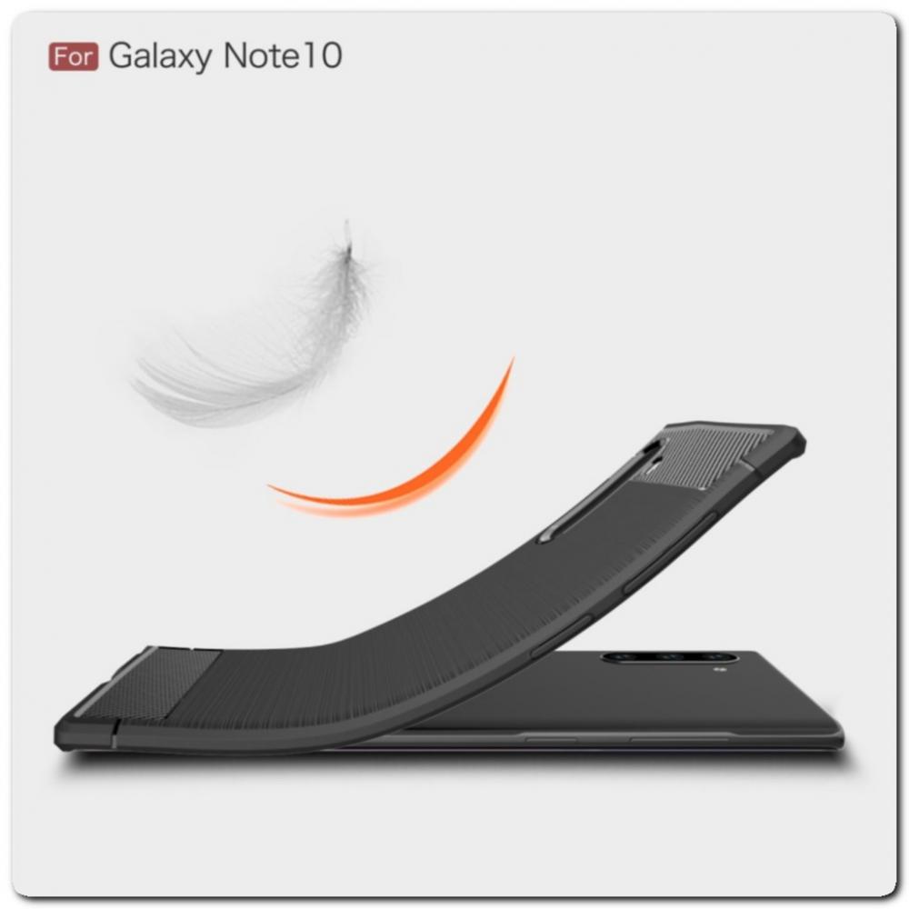 Защитный Матовый Carbon Силиконовый Чехол для Samsung Galaxy Note 10 Черный