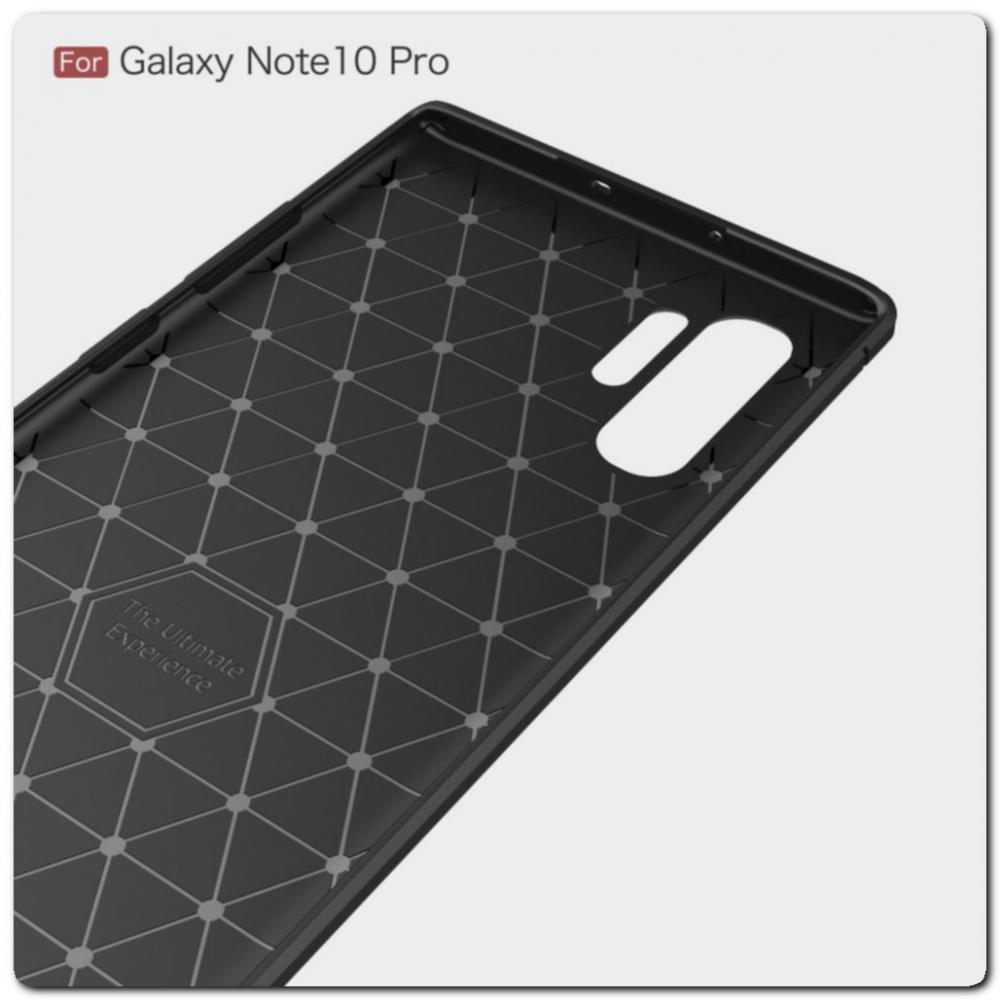 Защитный Матовый Carbon Силиконовый Чехол для Samsung Galaxy Note 10+ / Note 10 Plus Синий