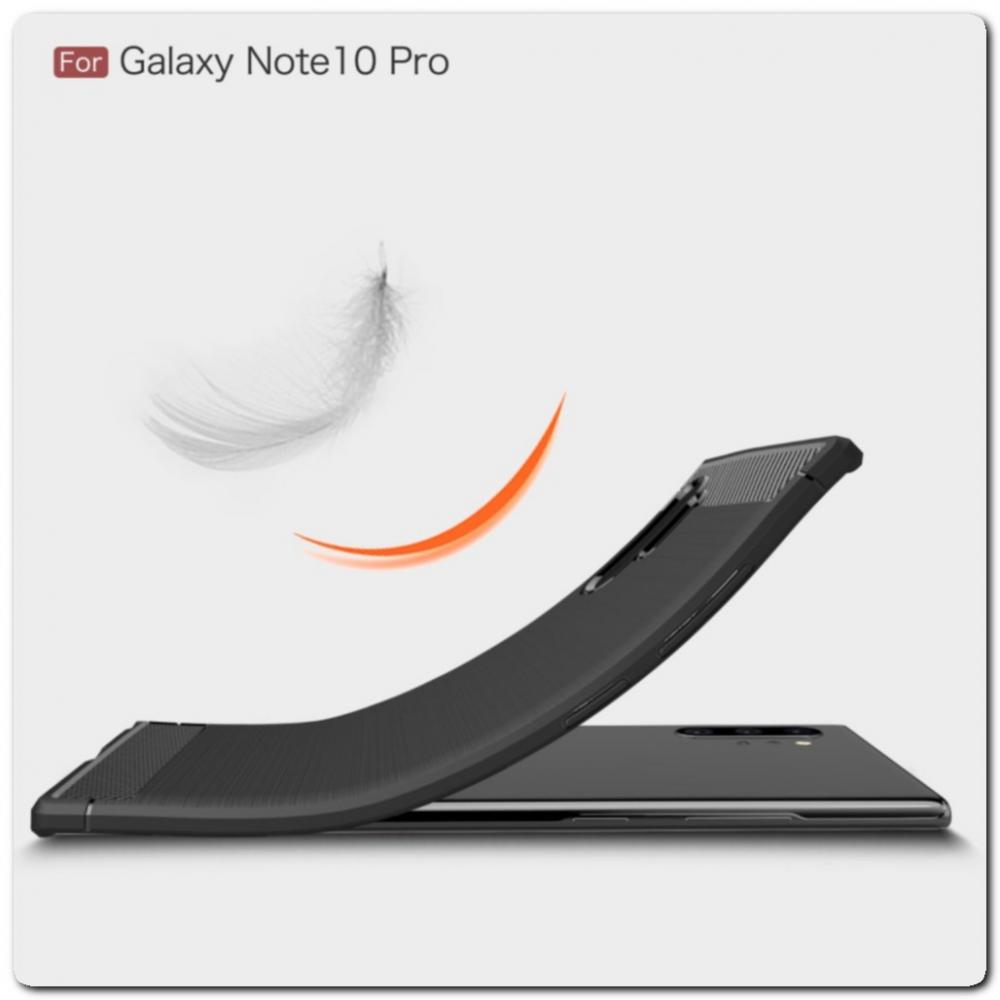 Защитный Матовый Carbon Силиконовый Чехол для Samsung Galaxy Note 10+ / Note 10 Plus Черный