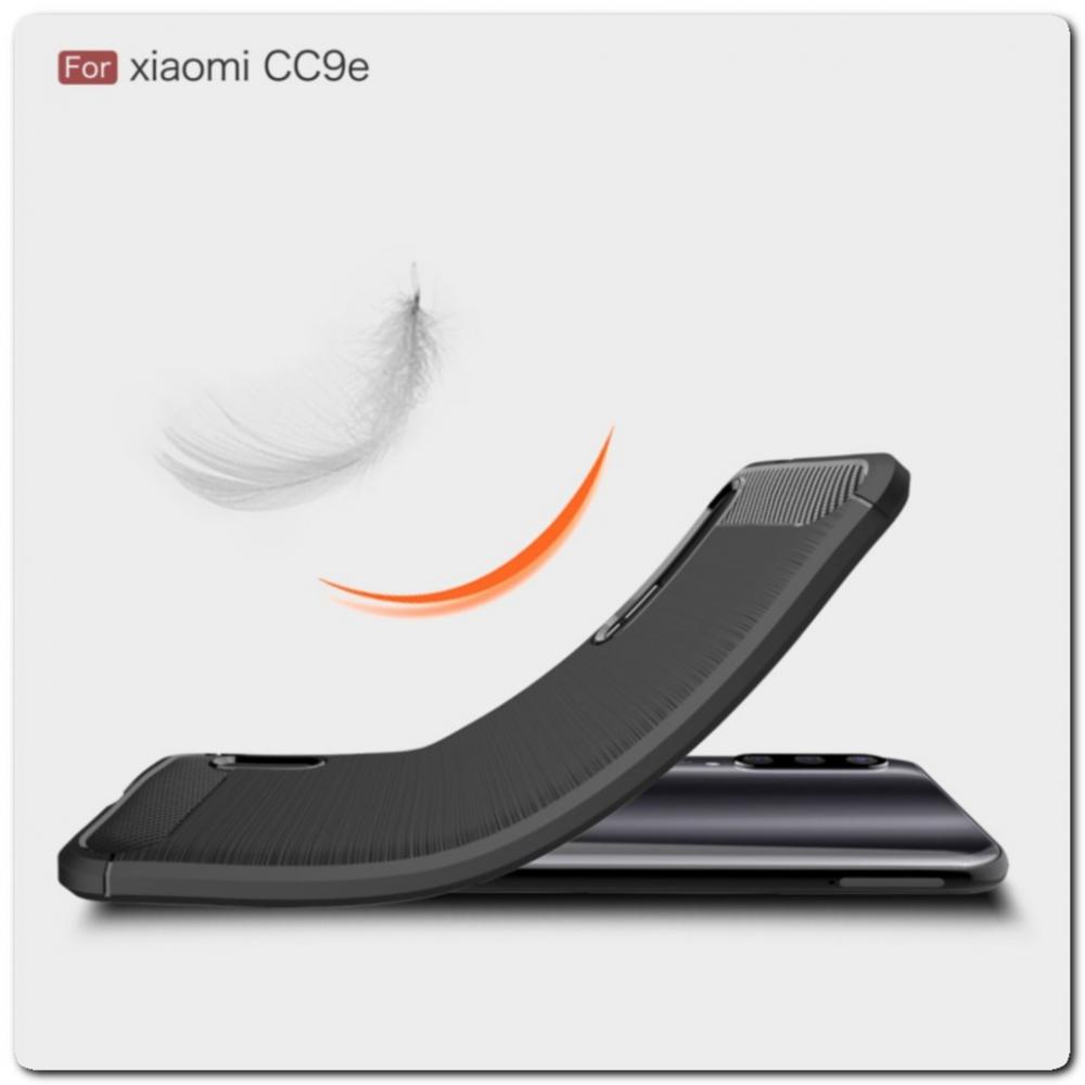 Защитный Матовый Carbon Силиконовый Чехол для Xiaomi Mi A3 Синий