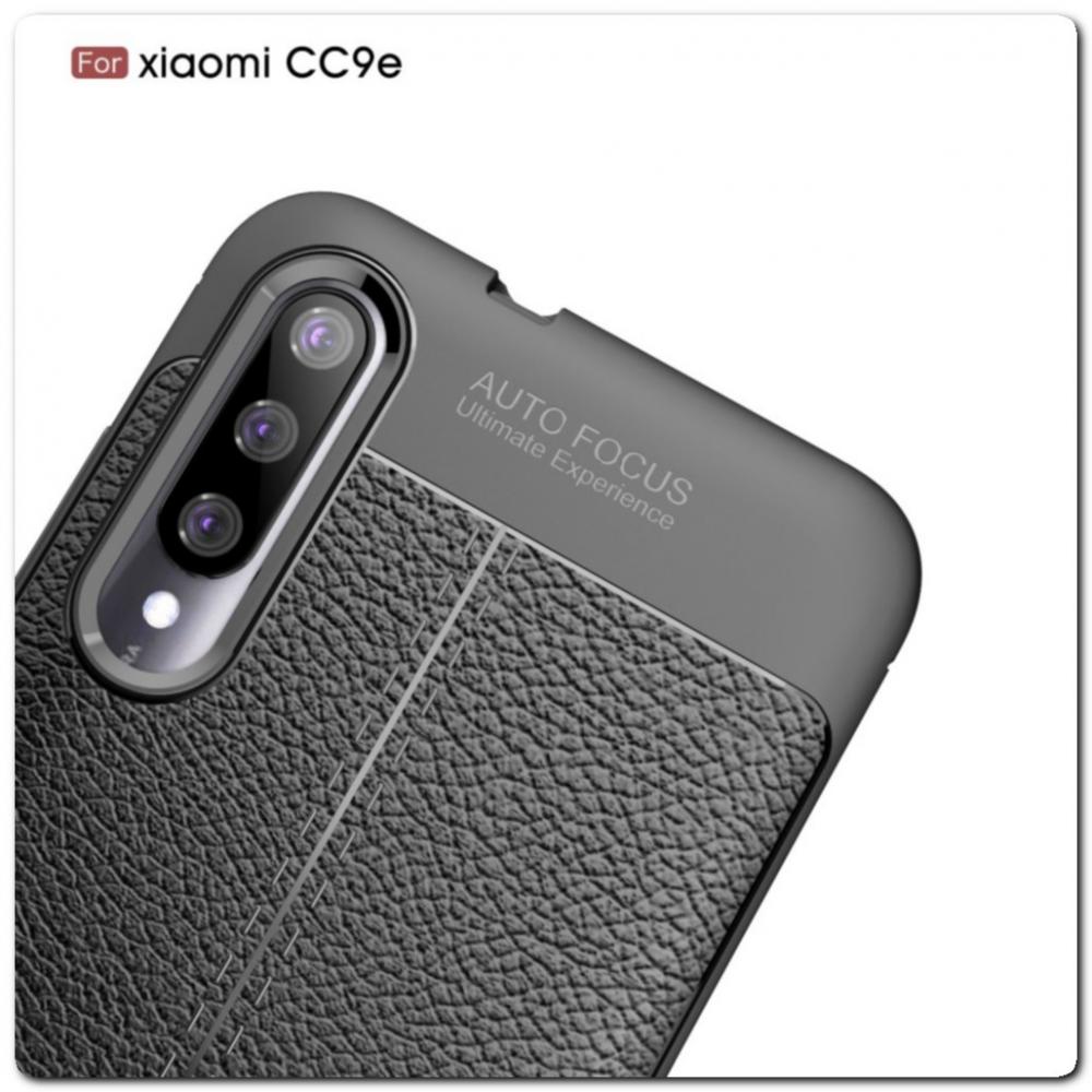 Защитный Силиконовый Чехол Leather Cover для Xiaomi Mi A3 с Кожаной Текстурой Черный