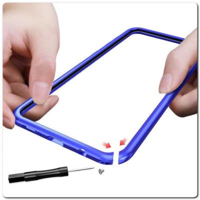 Магнитный Металлический Бампер Чехол для Samsung Galaxy A40 Стеклянная Задняя Панель Синий