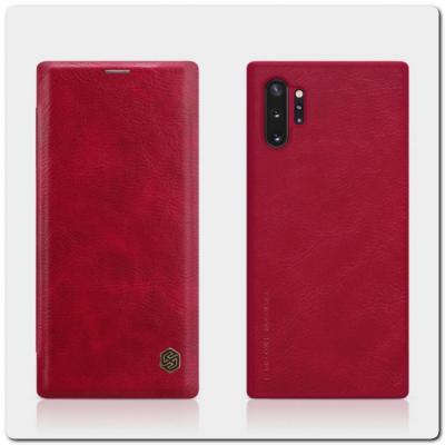 Nillkin Qin Искусственно Кожаная Чехол Книжка для Samsung Galaxy Note 10+ / Note 10 Plus Красный