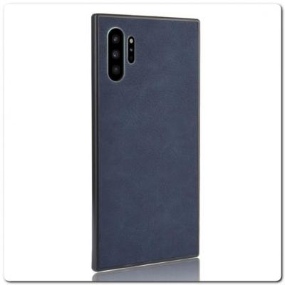 Силиконовый Чехол с PU Кожаным Покрытием для Samsung Galaxy Note 10+ / Note 10 Plus Синий