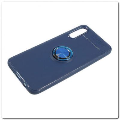 Силиконовый Magnet Ring Чехол с Кольцом для Магнитного Держателя для Samsung Galaxy A50 Синий