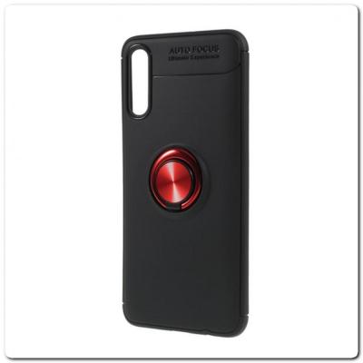 Силиконовый Magnet Ring Чехол с Кольцом для Магнитного Держателя для Samsung Galaxy A70 Красный / Черный