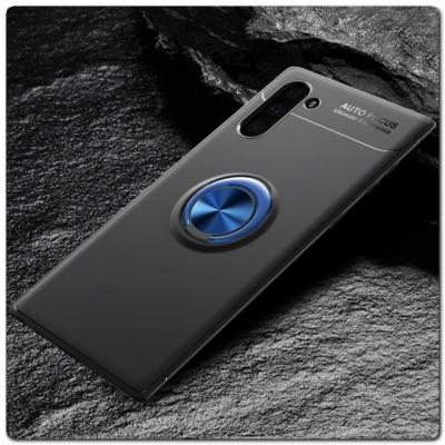 Силиконовый Magnet Ring Чехол с Кольцом для Магнитного Держателя для Samsung Galaxy Note 10 Черный