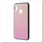 Купить Защитный Чехол Gradient Color из Стекла и Силикона для Samsung Galaxy A40 Золотой / Розовый на Apple-Land.ru
