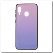 Защитный Чехол Gradient Color из Стекла и Силикона для Samsung Galaxy A40 Розовый