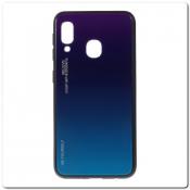 Защитный Чехол Gradient Color из Стекла и Силикона для Samsung Galaxy A40 Синий