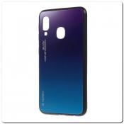 Купить Защитный Чехол Gradient Color из Стекла и Силикона для Samsung Galaxy A40 Синий на Apple-Land.ru