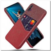 Купить Гибридный Чехол для Задней Панели Телефона с Карманом для Карты для Huawei Honor 20 Красный на Apple-Land.ru
