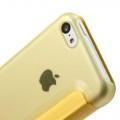 Кожаный чехол книжка для iPhone 5C желтый