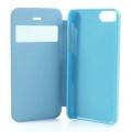 Кожаный чехол книжка для iPhone 5C голубой