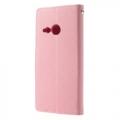 Купить Кожаный чехол книжка для HTC One mini 2 розовый на Apple-Land.ru