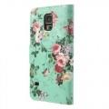 Купить Чехол книжка для Samsung Galaxy S5 Pretty Blossoms Cyan на Apple-Land.ru