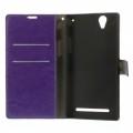 Кожаный чехол книжка для Sony Xperia T2 Ultra фиолетовый