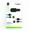Автомобильное зарядное устройство в прикуриватель Belkin 4 USB порта, кабель MicroUSB  и кабель для iPhone