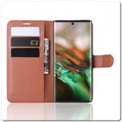 Чехол Книжка Book Wallet с Визитницей и Кошельком для Samsung Galaxy Note 10 Коричневый