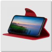 Чехол Книжка Flip Wallet с Отделениями для Карт на Samsung Galaxy A10 Красный