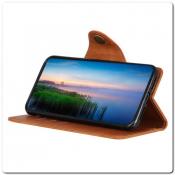 Купить Чехол Книжка Flip Wallet с Отделениями для Карт на Samsung Galaxy A70 Коричневый на Apple-Land.ru