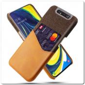 Купить Гибридный Чехол для Задней Панели Телефона с Карманом для Карты для Samsung Galaxy A80 Оранжевый на Apple-Land.ru