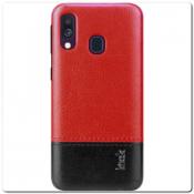 Купить IMAK Ruiy PU Кожаный Чехол из Ударопрочного Пластика для Samsung Galaxy A40 - Красный / Черный на Apple-Land.ru