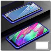 Купить Магнитный Металлический Бампер Чехол для Samsung Galaxy A40 Стеклянная Задняя Панель Синий на Apple-Land.ru