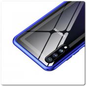 Магнитный Металлический Бампер Чехол для Samsung Galaxy A70 Стеклянная Задняя Панель Синий