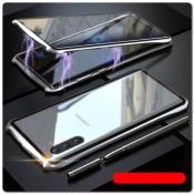 Магнитный Металлический Бампер Чехол для Samsung Galaxy Note 10 Стеклянная Задняя Панель Серебряный
