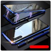 Купить Магнитный Металлический Бампер Чехол для Samsung Galaxy Note 10 Стеклянная Задняя Панель Синий на Apple-Land.ru