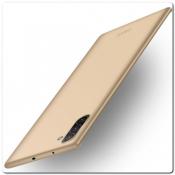 Купить Матовый Ультратонкий Пластиковый Mofi Чехол для Samsung Galaxy Note 10 Золотой на Apple-Land.ru