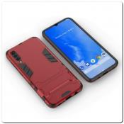 Противоударный Пластиковый Двухслойный Защитный Чехол для Samsung Galaxy A70 с Подставкой Красный