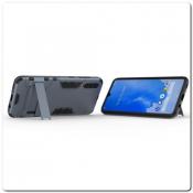 Противоударный Пластиковый Двухслойный Защитный Чехол для Samsung Galaxy A70 с Подставкой Синий