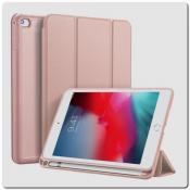 Купить PU Кожаный Чехол Книжка для iPad mini 2019 Складная Подставка Ярко-Розовый на Apple-Land.ru