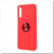 Силиконовый Magnet Ring Чехол с Кольцом для Магнитного Держателя для Samsung Galaxy A70 Красный