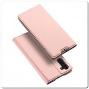 Тонкий Чехол Книжка DUX DUCIS из Гладкой Искусственной Кожи для Samsung Galaxy Note 10 Ярко-Розовый