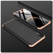 Тройной Съемный Пластиковый Чехол GKK 360° для Samsung Galaxy A70 Золотой / Черный