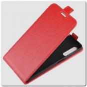 Вертикальный Чехол Книжка Флип Вниз для Huawei Honor 9X / 9X Pro с карманом для карт Красный
