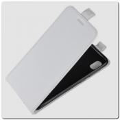Вертикальный Чехол Книжка Флип Вниз для Samsung Galaxy A10 с карманом для карт Белый